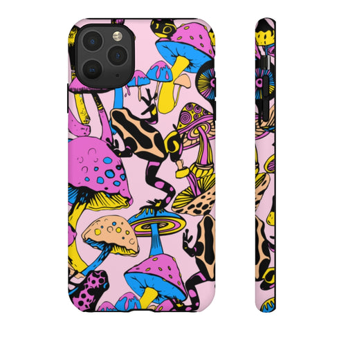 Magic Mushrooms and Frogs Phone Case in Pastel